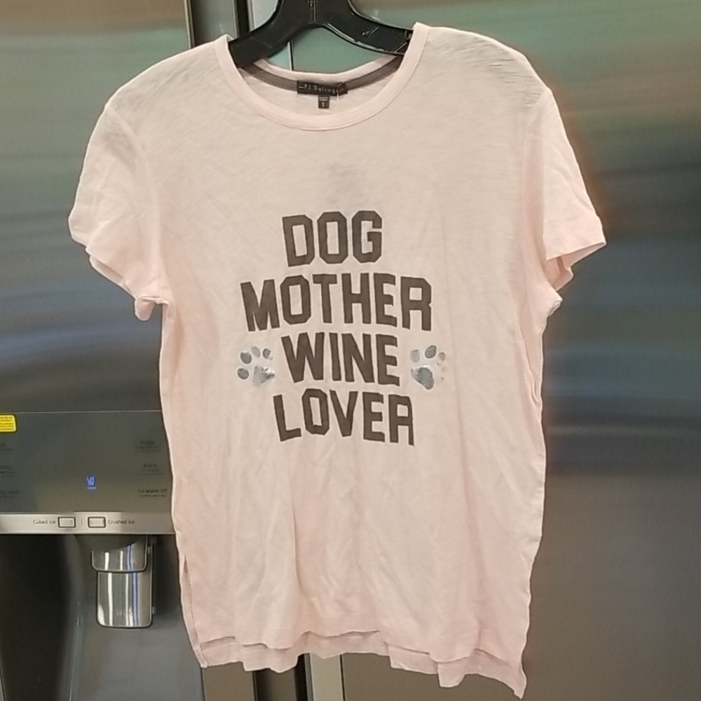 💕PJ SALVAGE💕 Dog & Wine Pajama T-Shirt ~ Dog Mother Wine Lover Blush S NWT - Picture 4 of 10